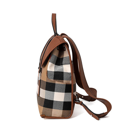 2026 Genuine Leather Backpack for Women & Men – Large-Capacity Lightweight Cowhide Plaid Travel Backpack, Stylish Everyday Daypack