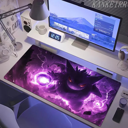 XXL Pokémon Gengar Purple Gaming Mouse Pad – Extended Kawaii Desk Mat (900×400 Keyboard & Mouse Rug for PC & Laptop Setup)
