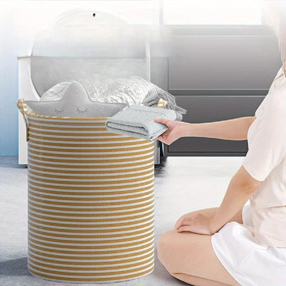 Foldable Laundry Basket Collapsible Striped Clothes Hamper Storage Organizer for Bathroom, Bedroom & Toys