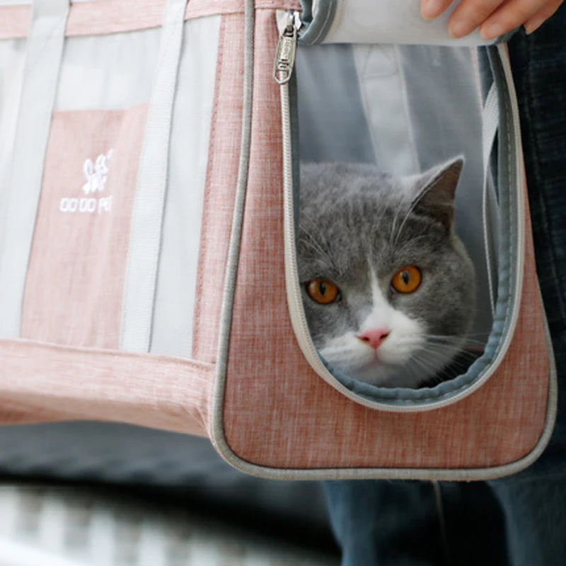 Bolsa transportadora portátil para gatos y perros, transpirable, de un solo hombro, para viajes, para gatitos, cachorros y mascotas pequeñas