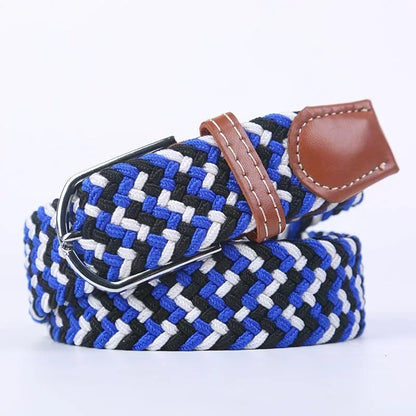Ceinture élastique tressée unisexe en toile tissée, à boucle ardillon, pour jeans (107/120/130cm)