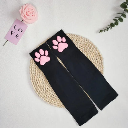 Cute 3D Cat Paw Fingerless Gloves – Soft Silicone Paw Sleeves for Women | Kawaii Sun Protection Fashion Accessory