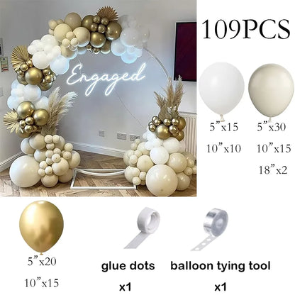 Sage Green Balloon Arch Garland Kit – Green, White, Sand & Gold Confetti Latex Balloons for Birthday, Wedding & Graduation Decorations