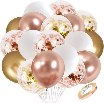 30 Globos de Látex Cromados – Globos de Helio Metálicos Blancos, Rosas y Azules para Decoración de Bodas, Cumpleaños, Baby Showers y Fiestas