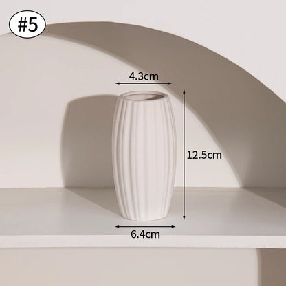 Florero Nórdico de Cerámica Blanca – Jarrón Decorativo Moderno para Sala de Estar, Decoración del Hogar y Escritorio