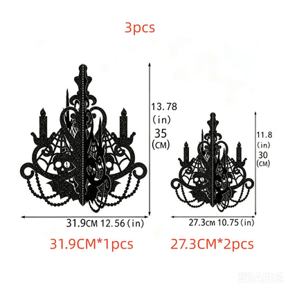 3PCS Halloween Candelabra Hanging Decorations, Spooky Ghost House Ceiling Ornaments, Gothic Hanging Lamp Decor, Haunted House Party Supplies, Indoor Halloween Decorations