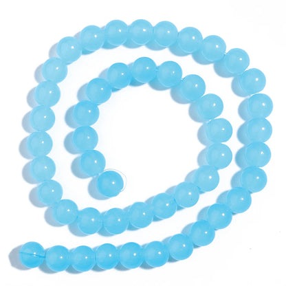 1 brin de perles de verre unies 6/8mm – Perles rondes intercalaires lâches pour la fabrication de bijoux DIY, bracelets faits main, colliers et accessoires d'artisanat