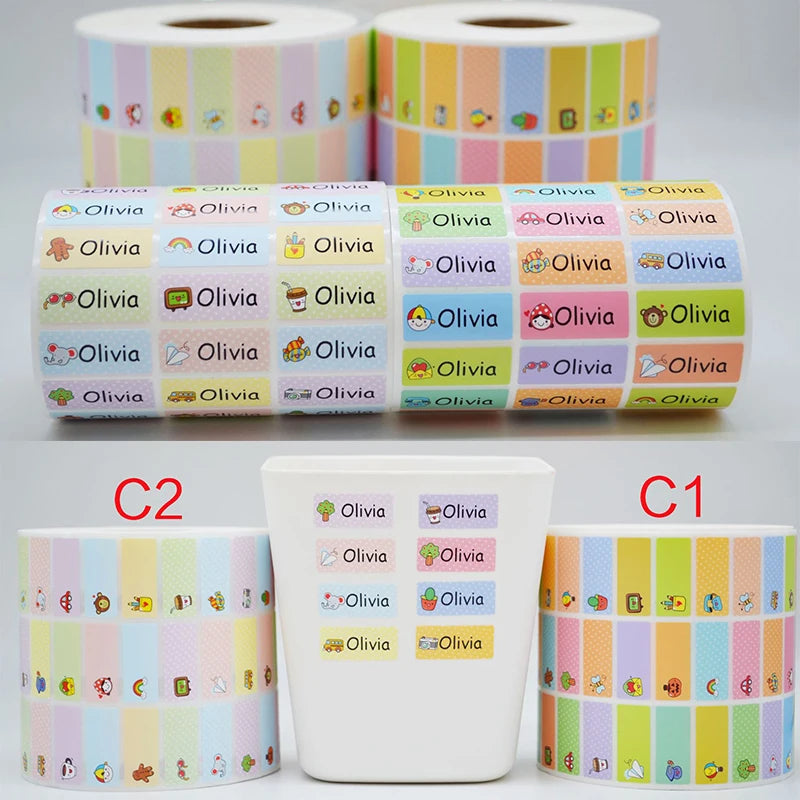 Autocollants personnalisés imperméables avec nom de bébé – Étiquettes autocollantes personnalisables pour la maternelle, les fournitures scolaires des enfants, la papeterie, les vêtements et les objets personnels