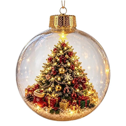 2026 Luminous Christmas Story Crystal Ball – Santa Claus, Snowman & Elk DIY Decoration with Gold Powder for Xmas Home & Party Decor