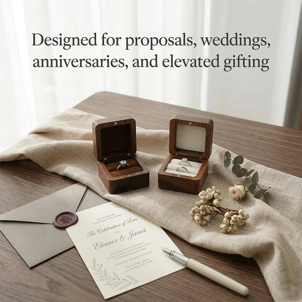 Personalized Wooden Jewelry Box with Custom Engraving for Rings, Earrings, Bracelets, Wedding Proposals & Gift Packaging