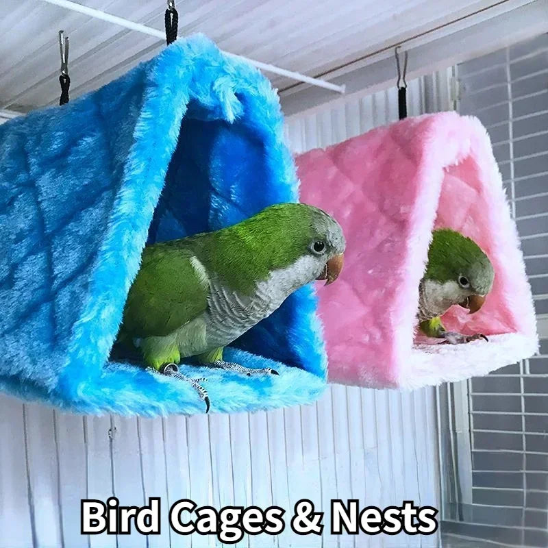 Pet Bird Parrot Cage Hammock – Warm Hanging Hut Tent Bed with Cozy Sleeping Cave for Parrots & Small Birds, Cage Decoration