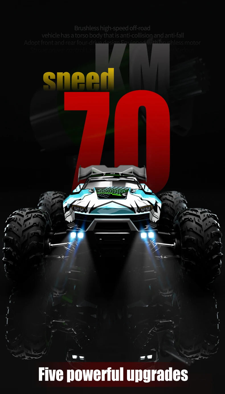ZWN 1:16 4WD RC Monster Truck 50KM/H y 70KM/H Coche de Derrape de Alta Velocidad con Luces LED y Control Remoto 2.4GHz