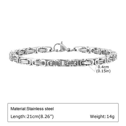 Punk Silver Chain Bracelet – Stainless Steel Braided Link Wristband for Men | Hip Hop Fashion Jewelry Gift for Him & Dad