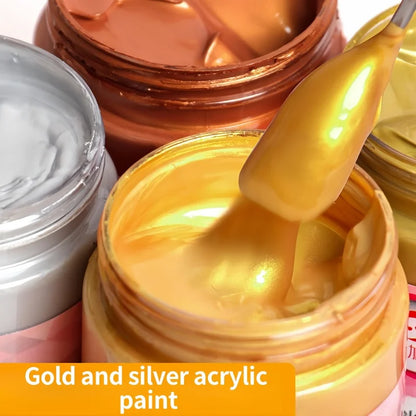 Metallic Acrylic Paint Pigment – Gold, Silver & Bronze Pearlescent (100ml / 300ml) for Painting & Art Projects