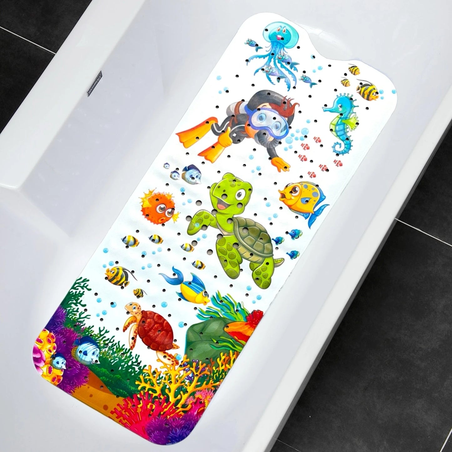 Cartoon Extra-Long Bathtub Mat 40x100cm – Non-Slip Shower & Bath Mat with Suction Cups and Drain Holes