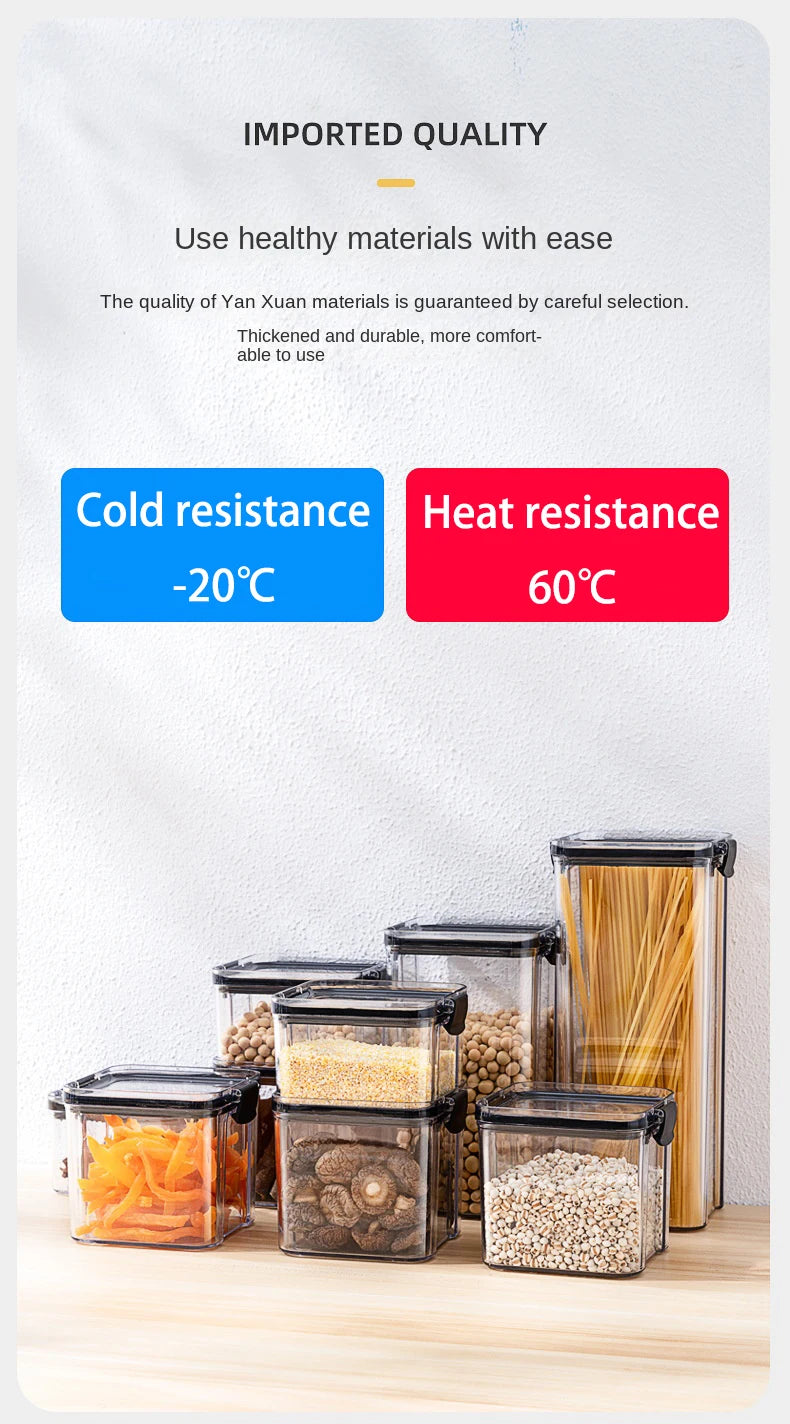 Juego de recipientes herméticos de cocina – Contenedores grandes de plástico para granos con tapas a prueba de humedad para almacenar alimentos y condimentos