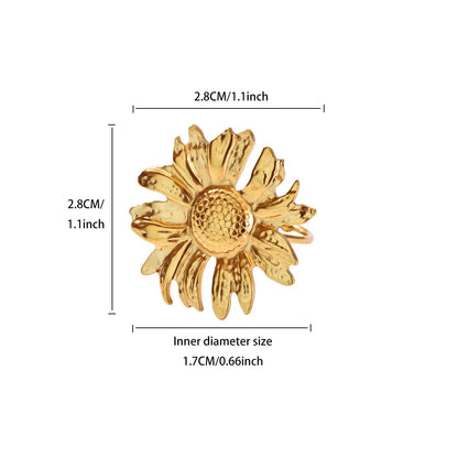 Gold Stainless Steel Starfish & Shell Ring – Adjustable Waterproof Beach-Inspired Ring for Women