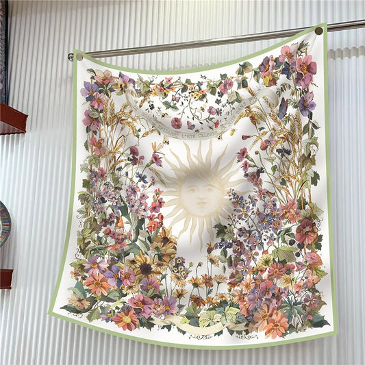 Pañuelo de seda cuadrado de 90 cm para mujer, diseño floral, sarga, marca de lujo, bandana, chal, hiyab, foulard, pañuelo para el cuello, pañuelo para la cabeza