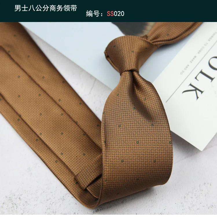 Corbata de hombre de 8 cm con rayas tejidas, formal de negocios para bodas, oficina y fiestas
