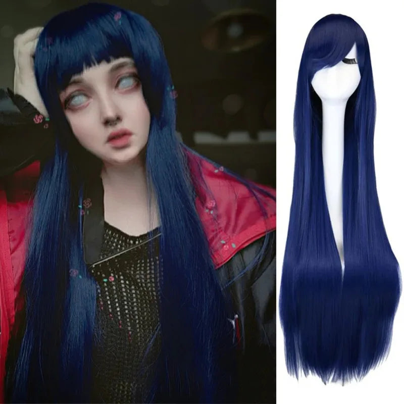 80cm Long Straight Multicolor Heat-Resistant Synthetic Cosplay Wig – Anime Halloween Party Costume Hairpiece
