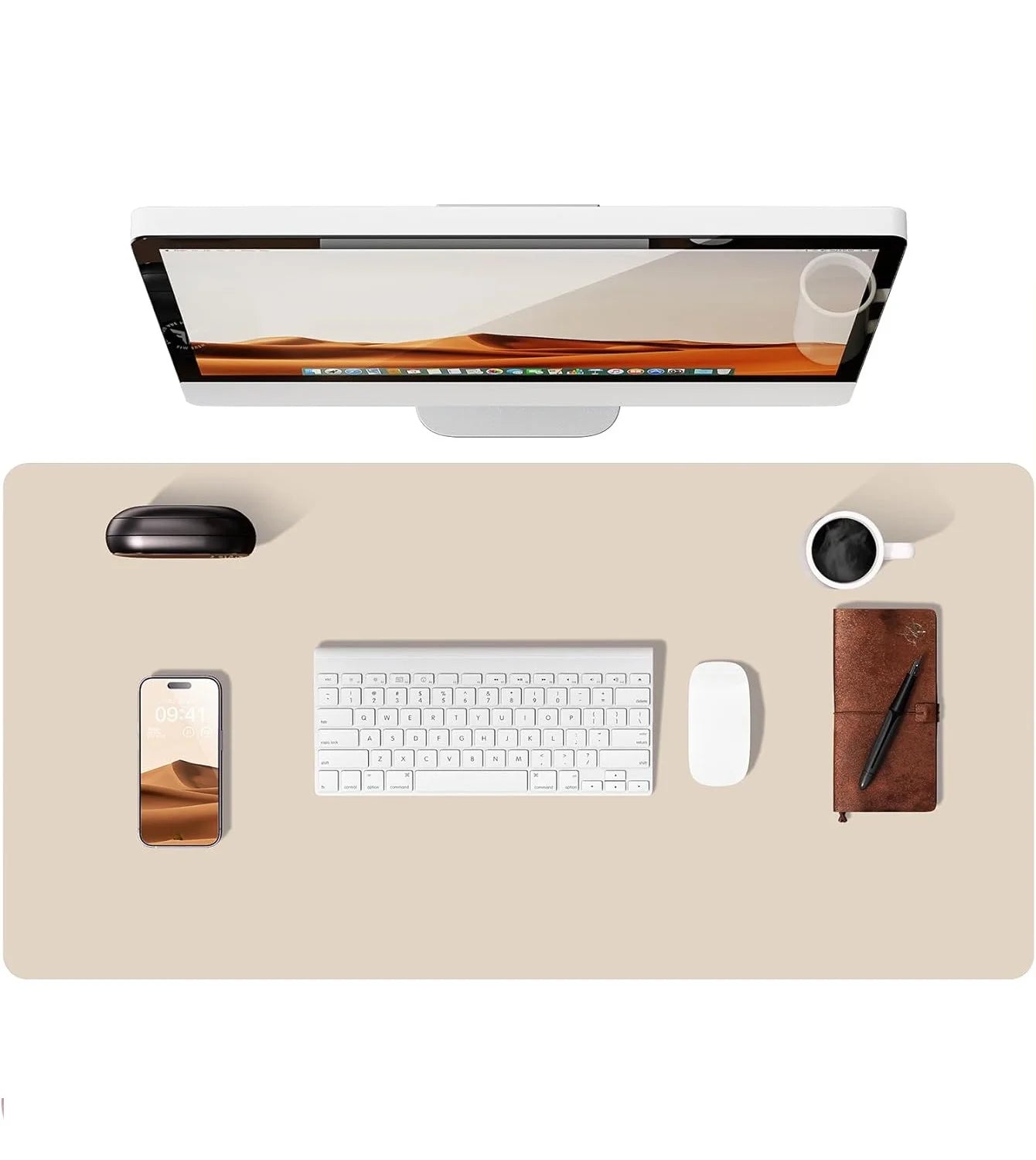 Alfombrilla de escritorio grande de cuero PU - Mouse Pad antideslizante y protector de escritorio para laptop, teclado, oficina y juegos