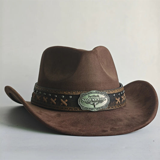 Western Cowboy Hat for Men & Women – 7.5cm Wide Brim Shapeable Suede Hat for Cowboys, Cowgirls & Western Style