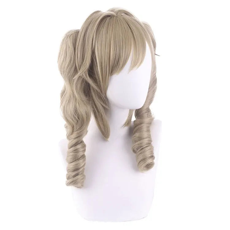 Genshin Impact Barbara Style Cosplay Wig – Synthetic Split Ponytail Heat Resistant Anime Costume Wig with Hair Clips for Party & Convention Wear