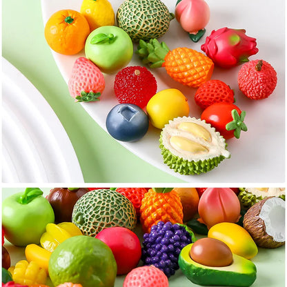 Lot de 10 mini figurines de fruits – Miniatures de fruit du dragon, noix de coco, melon d'eau, orange, pomme, banane et ananas pour la décoration de jardin miniature, les scènes de maison de poupée, les pots de plantes et les loisirs créatifs