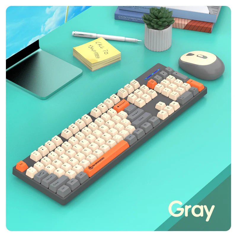 Combinación de teclado y ratón inalámbricos para juegos Shipadoo - Teclado y ratón recargables de 2.4GHz para PC, portátil y oficina