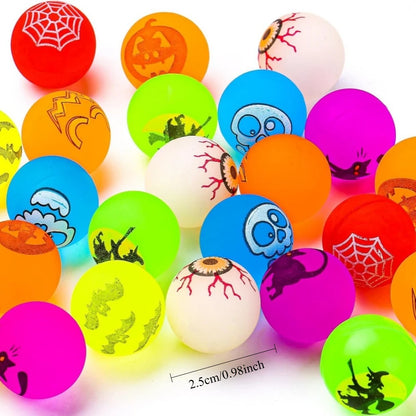 10–100PCS Mini Glow-in-the-Dark Halloween Bouncing Balls – Spider, Bat & Ghost Party Favors, Gift Bag Fillers & Spooky Decorations