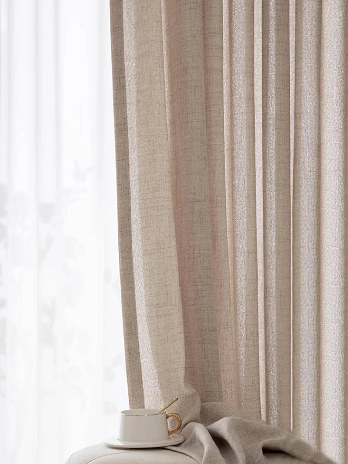 Cortinas de algodón y lino estilo japonés – Paneles de ventana semitraslúcidos para dormitorio y sala de estar