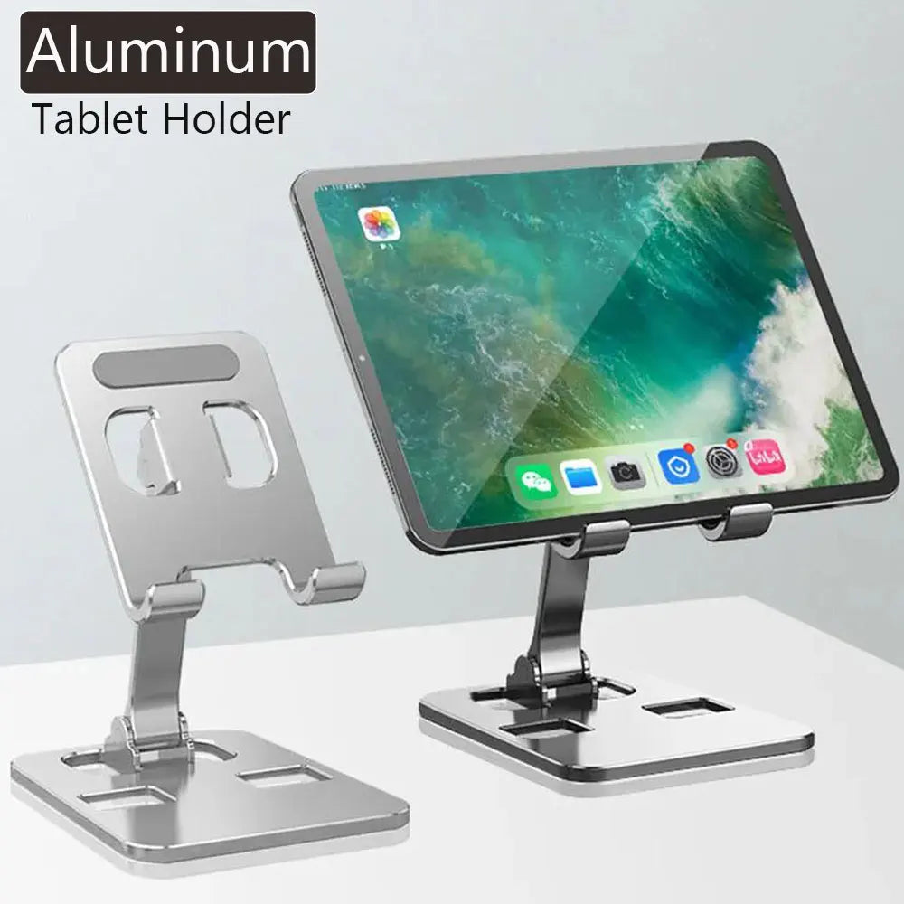 Support universel pour tablette en alliage d'aluminium – Support de bureau pliable et réglable pour iPad, tablettes et smartphones avec angles de vision flexibles