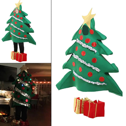 Adult Christmas Tree Costume with Shoe Covers, Funny Holiday Cosplay Outfit for Men and Women, Xmas Party Masquerade, Fancy Dress, Role Play and Festive Celebrations