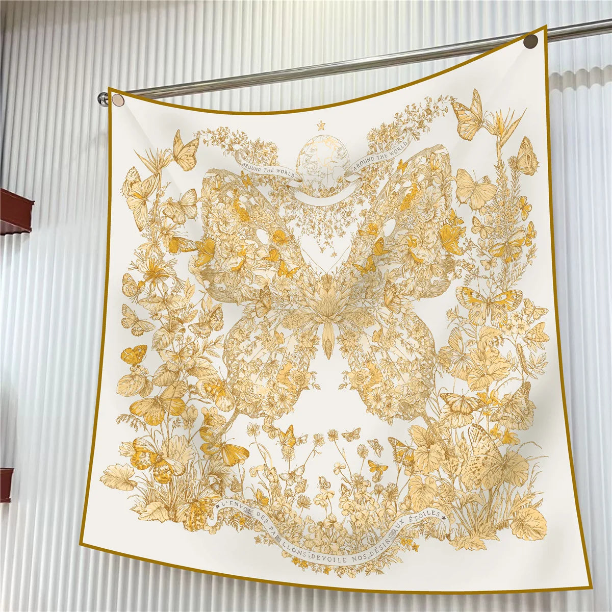 Foulard carré en soie 90 cm pour femme, motif floral, sergé de luxe, bandana, châle, hijab, cache-col, écharpe de tête