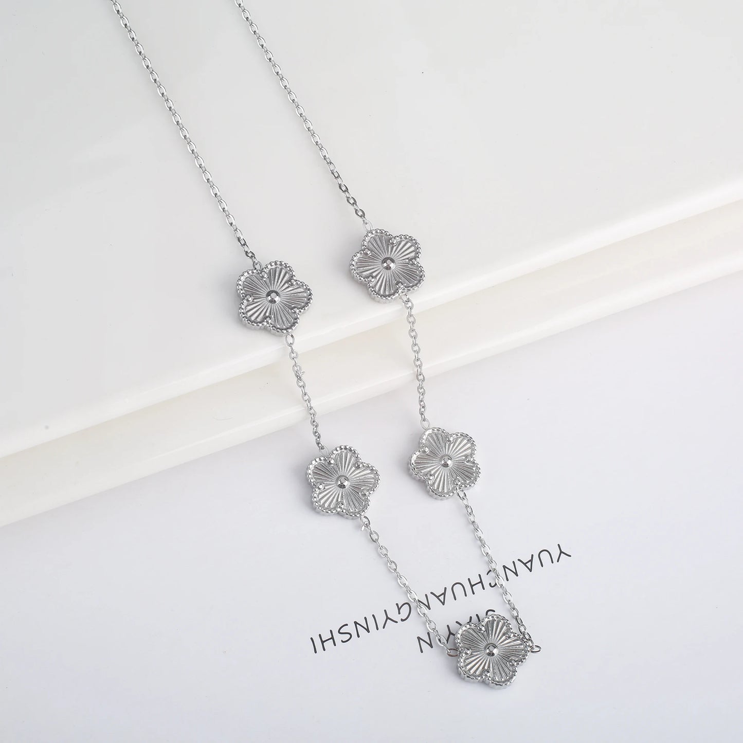 Stainless Steel Five Leaf Flower Clover Bracelet for Women Girls Adjustable Laser Petal Classic Brand Jewelry Gift