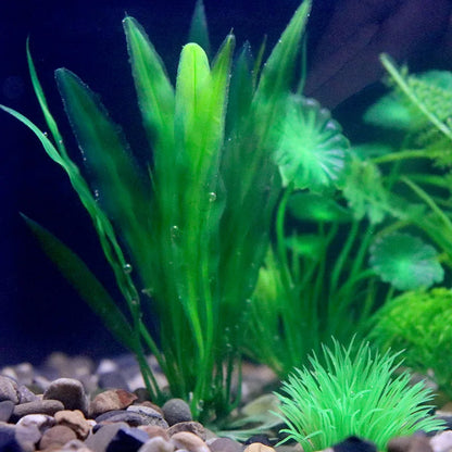 Artificial Underwater Aquarium Plants – Plastic Aquatic Fake Shrubs & Green Water Grass for Fish Tank Landscaping, Realistic Simulated Decor
