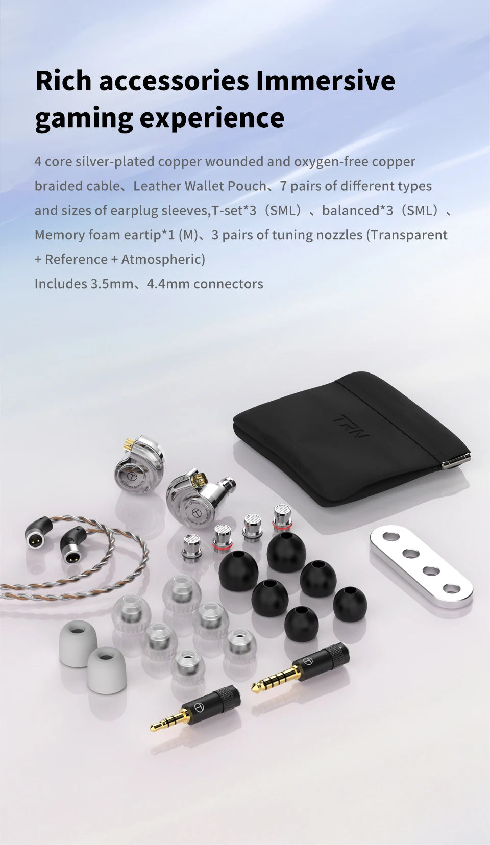 Écouteurs intra-auriculaires TRN Conch HiFi – IEM à transducteur dynamique DLC Diamond avec embouts de réglage interchangeables pour le jeu, la musique et les appareils Xiaomi