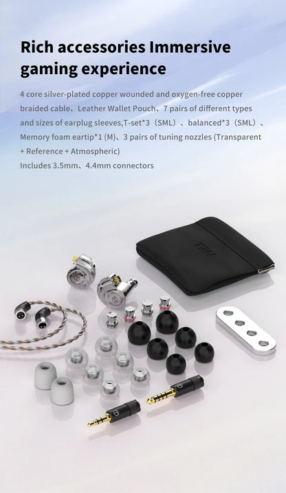 Écouteurs intra-auriculaires TRN Conch HiFi – IEM à transducteur dynamique DLC Diamond avec embouts de réglage interchangeables pour le jeu, la musique et les appareils Xiaomi