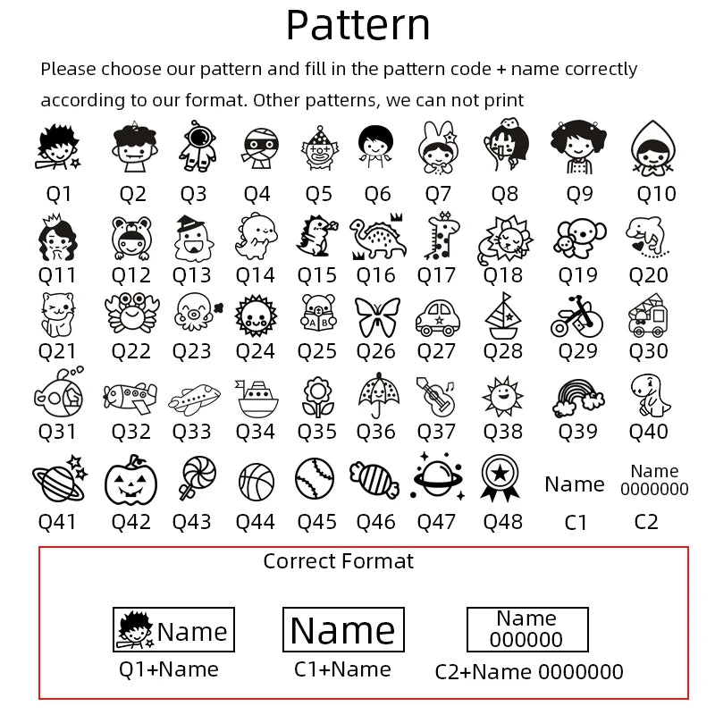 Sello personalizado con nombre para niños – Marca de nombre impermeable para ropa de guardería, útiles escolares, etiquetas Montessori y accesorios de regalo