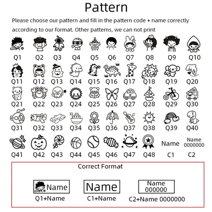 Sello personalizado con nombre para niños – Marca de nombre impermeable para ropa de guardería, útiles escolares, etiquetas Montessori y accesorios de regalo