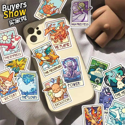 60PCS Pokémon Tarot Card Stickers – Waterproof Cute Cartoon Decals for Phone, Laptop & Notebook