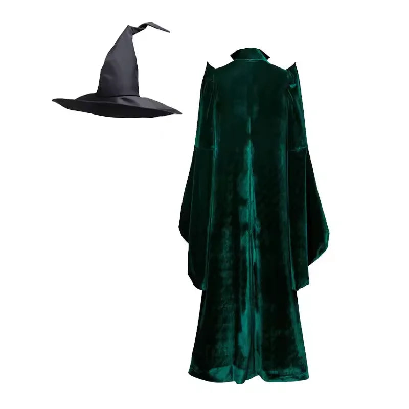 School of Witchcraft & Wizardry Professor McGonagall Costume – Hogwarts-Inspired Robe for Halloween Cosplay, Wizard School Parties & Dress-Up