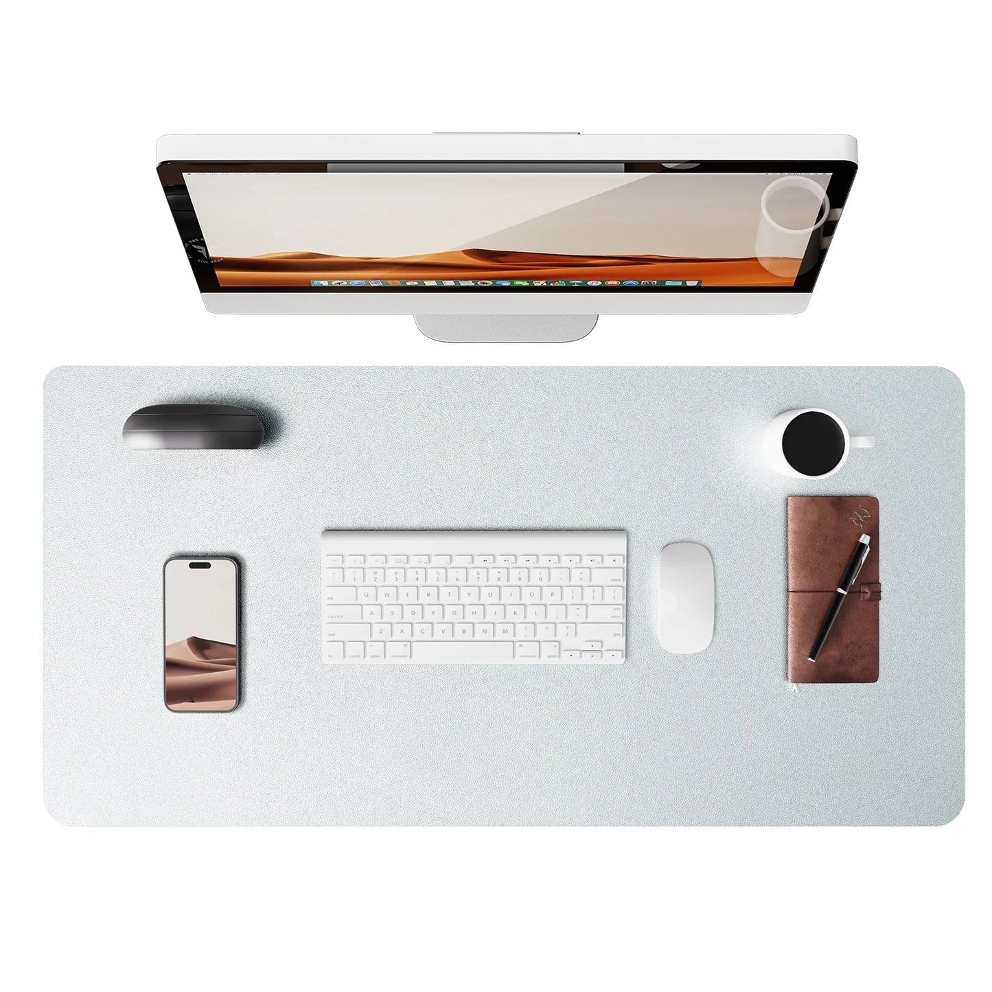 Alfombrilla de escritorio grande de cuero PU - Mouse Pad antideslizante y protector de escritorio para laptop, teclado, oficina y juegos