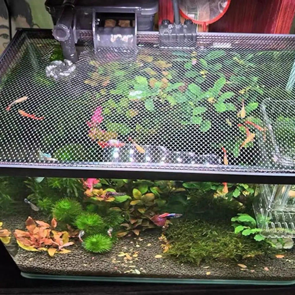 Magnetic Fish Tank Lid Cover – Sturdy DIY Mesh Aquarium Cover with Easy Installation for Fish & Turtle Tanks, Protective Net Lid