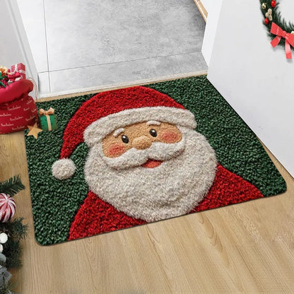 Christmas Door Mat – Santa Claus & Gingerbread Holiday Welcome Rug for Indoor & Outdoor Home Décor