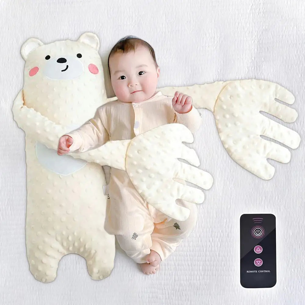 Ours en peluche apaisant pour bébé, avec télécommande – Jouet de confort électrique en forme de dessin animé avec musique, bruit blanc et oreiller doux pour nouveau-nés