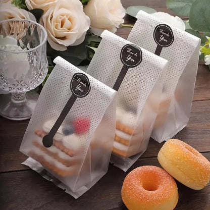 60 Bolsas de Galletas Esmeriladas con Lunares Negros – Bolsas de Embalaje de Regalo Rectangulares Autoadhesivas para Galletas, Dulces y Recuerdos de Fiesta