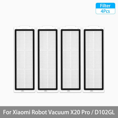 Replacement Parts Kit for Xiaomi Robot Vacuum X20 Pro / D102GL – Main Brush, Side Brushes, HEPA Filter, Mop Pads & Dust Bags