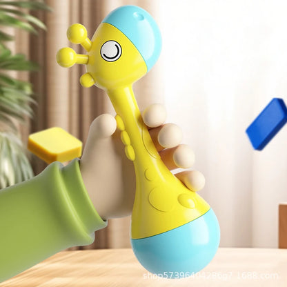 Hochet Girafe – Hochet Musical Sensoriel pour Nouveau-Né (0-12 Mois), Jouet de Dentition pour Bébé, Hochet Musical en Forme de Marteau de Sable pour le Développement et l'Éveil de Bébé