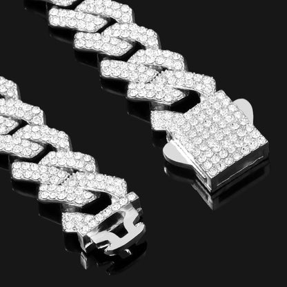 Cadena Cubana de Eslabones Iced Out de 14mm – Gargantilla Hip Hop con Diamantes Engastados para Hombres y Mujeres | Joyería de Lujo de Moda Urbana
